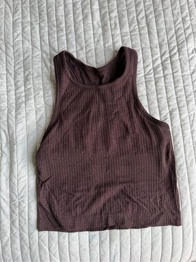 Lululemon ebb to street cropped tank espresso